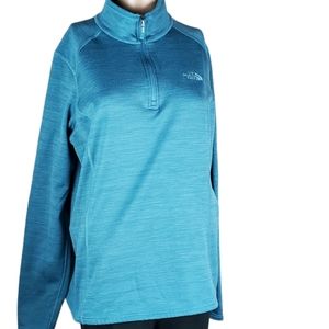 The North Face Teal Blue Pinstriped Pullover 1/4 zip